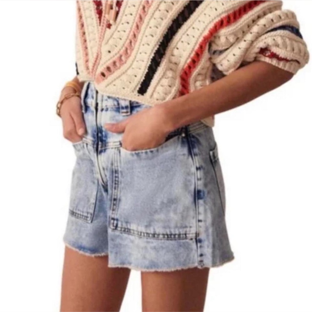 ba&sh Light Blue High-Rise Denim Shorts